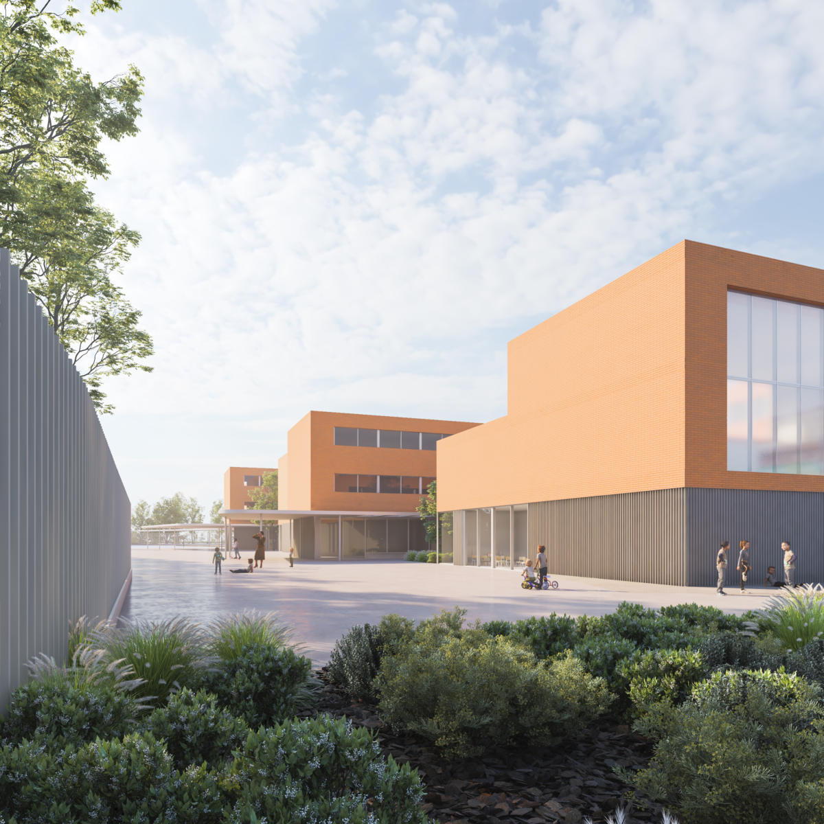 Planta general. Distribución en peine adaptada a los límites del solar.