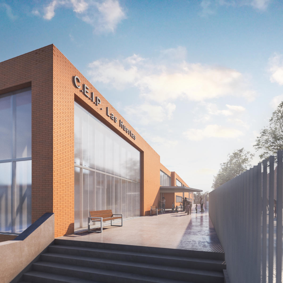 Render de las aulas. Relación directa entre espacios docentes y exteriores.