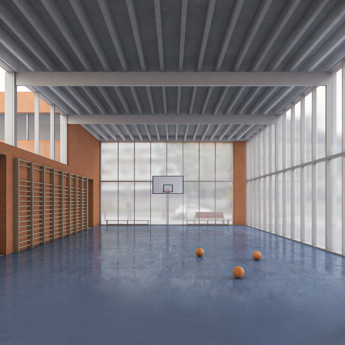 Render del acceso principal. Fachada hacia la Avenida del Valle.