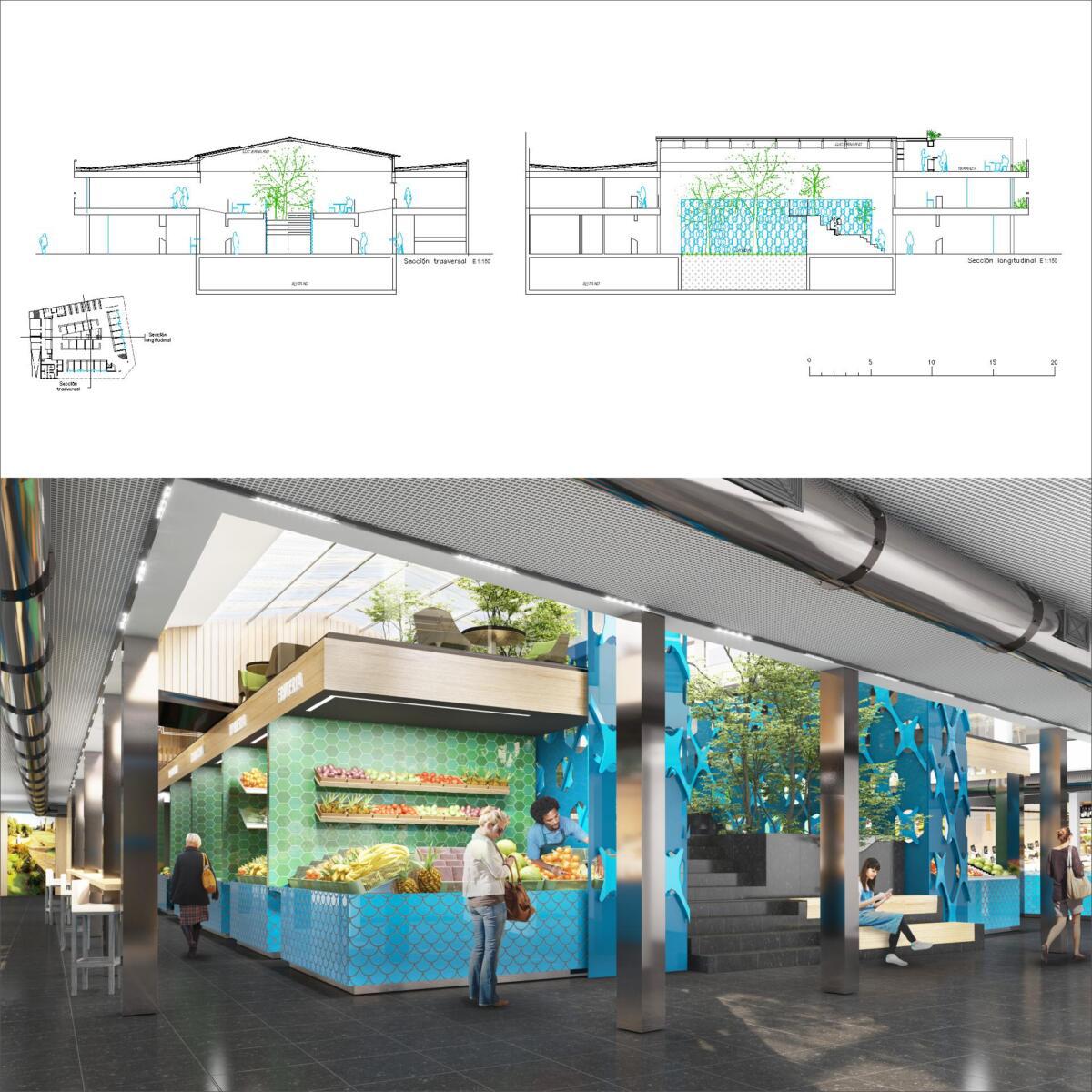 Detalle de fachada. Materiales claros y composición que respeta la arquitectura circundante.