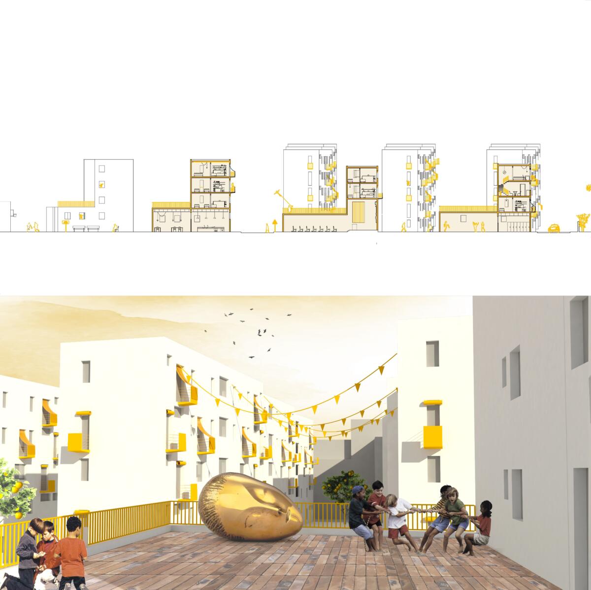 Seccion transversal 2. Alturas y volumetria de la intervencion.